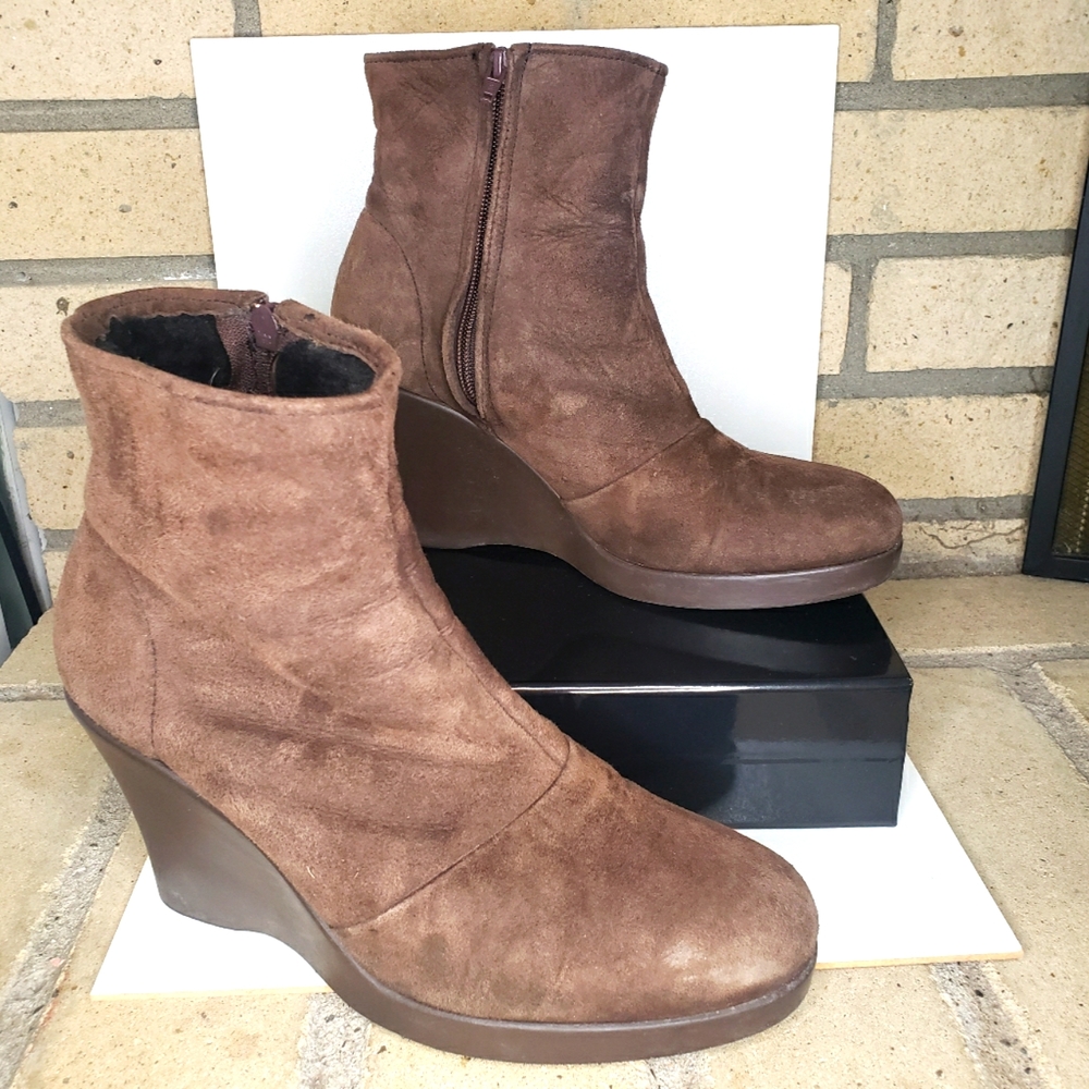 Heirs and Grace Brown Wedge Boots, Lambswool